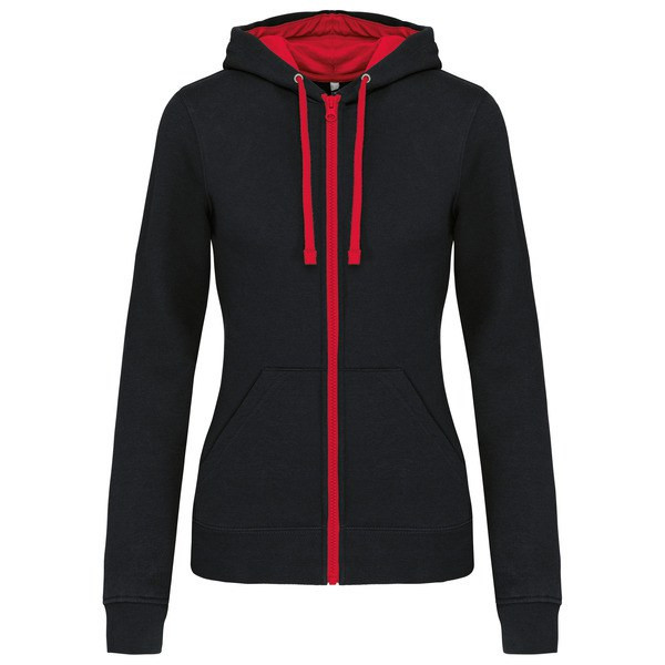 Kariban K467 - Felpa donna con cappuccio a contrasto full zip