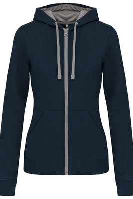 Kariban K467 - Ladies’ contrast hooded full zip sweatshirt