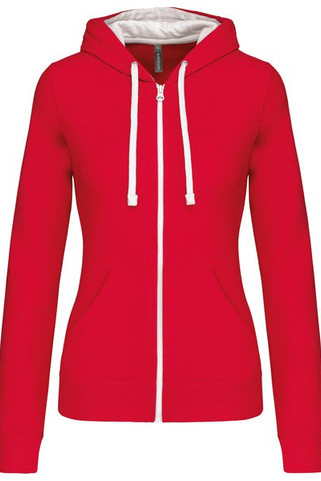 Kariban K467 - Ladies’ contrast hooded full zip sweatshirt