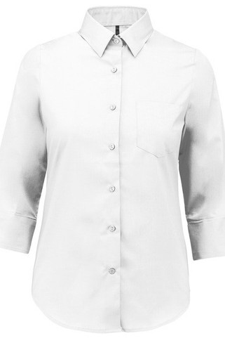 Kariban K558 - Damen 3/4 Ärmel Poplin Bluse mit V-Tasche