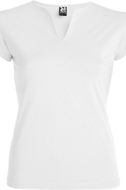 Roly CA6532 - BELICE Fitted t-shirt with crew neck and v-opening on front