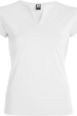 Roly CA6532 - BELICE Fitted t-shirt with crew neck and v-opening on front