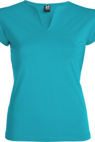 Roly CA6532 - BELICE Fitted t-shirt with crew neck and v-opening on front