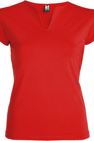 Roly CA6532 - BELICE Fitted t-shirt with crew neck and v-opening on front