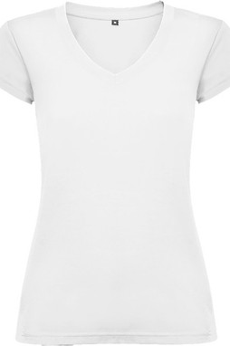 Roly CA6646 - Womens Slim-Fit V-Neck Cotton Tee with Ribbed Finish