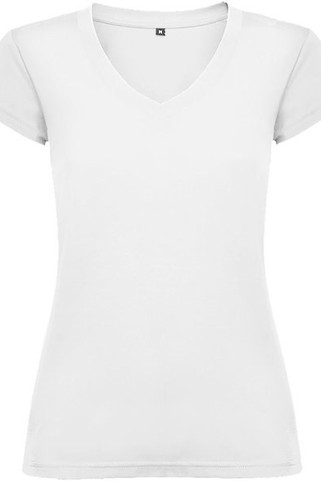 Roly CA6646 - Womens Slim-Fit V-Neck Cotton Tee with Ribbed Finish