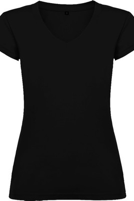 Roly CA6646 - Women's Slim-Fit V-Neck Cotton Tee with Ribbed Finish