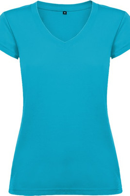 Roly CA6646 - T-shirt Femme Col V Coton avec Finitions Côtelées