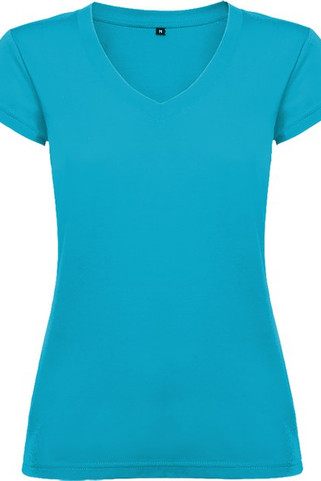 Roly CA6646 - Womens Slim-Fit V-Neck Cotton Tee with Ribbed Finish