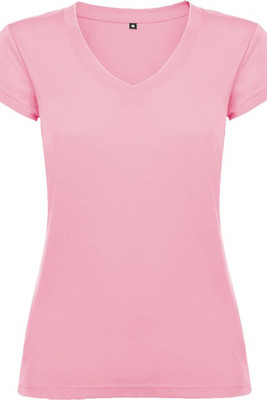 Roly CA6646 - Women's Slim-Fit V-Neck Cotton Tee with Ribbed Finish