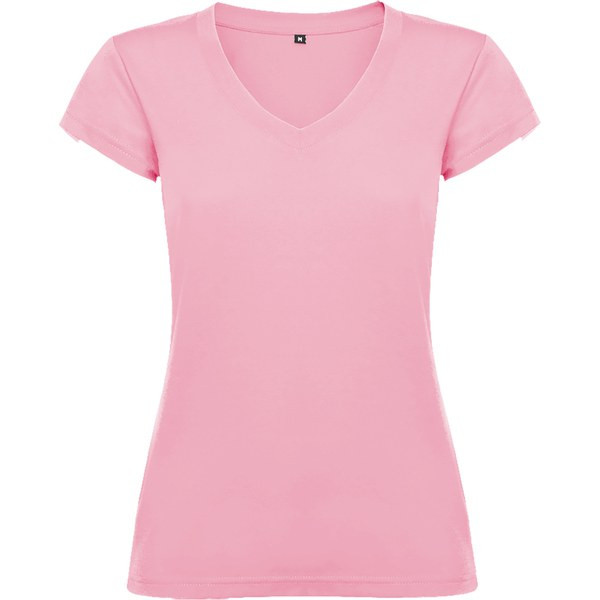 Roly CA6646 - Women's Slim-Fit V-Neck Cotton Tee with Ribbed Finish