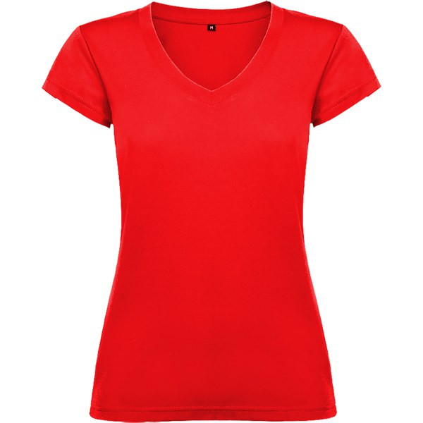 Roly CA6646 - Women's Slim-Fit V-Neck Cotton Tee with Ribbed Finish