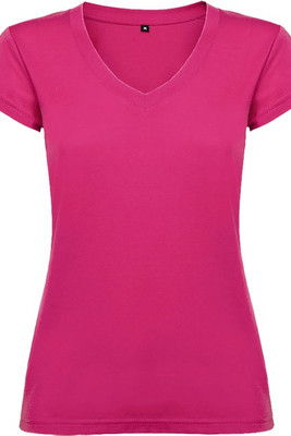 Roly CA6646 - Women's Slim-Fit V-Neck Cotton Tee with Ribbed Finish