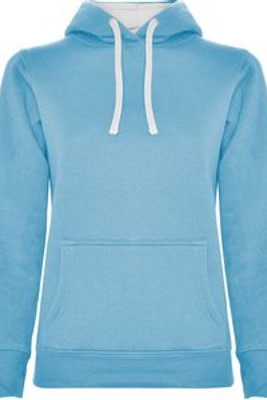 Roly SU1068 - URBAN WOMAN Getailleerde dames sweatshirt met tweekleurige capuchon van dubbel weefsel