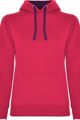 Roly SU1068 - URBAN WOMAN Fitted-cut sweatshirt with two-colour hood in double fabric