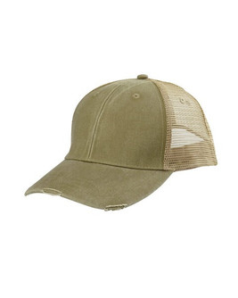 Adams OL102 - 6-Panel Pigment-Dyed Distressed Trucker Cap
