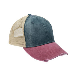Adams OL102 - Gorra de camionero apenada teñida con pigmento de 6 paneles