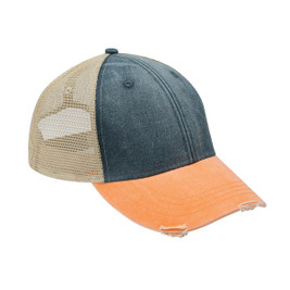 Adams OL102 - Gorra de camionero apenada teñida con pigmento de 6 paneles