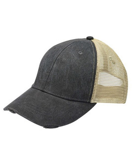 Adams OL102 - 6-Panel Pigment-Dyed Distressed Trucker Cap
