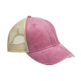 Adams OL102 - 6-Panel Pigment-Dyed Distressed Trucker Cap