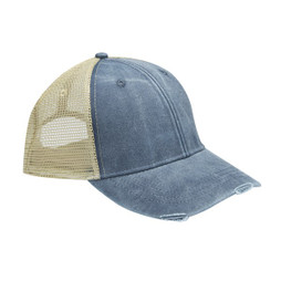 Adams OL102 - 6-Panel Pigment-Dyed Distressed Trucker Cap