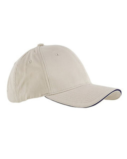 Big Accessories BX004 - 6-Panel Twill Sandwich Baseball Cap