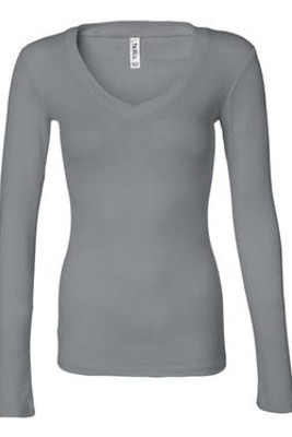 Bella+Canvas 8750 - Ladies' Sheer Mini Rib Long Sleeve V-Neck T-Shirt