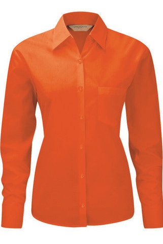 Russell Collection JZ34F - Damen Langarm Bluse Popeline