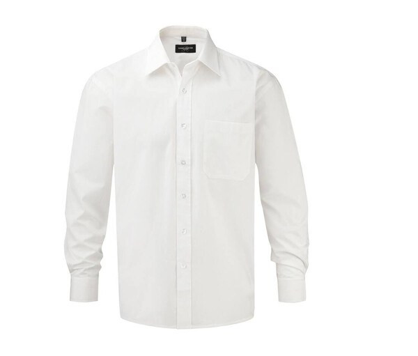 Russell Collection JZ936 - Pitkähihainen puuvillainen Easy Care Poplin -paita