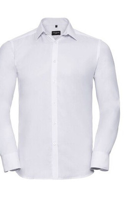 Russell Collection JZ962 - Camicia da uomo a maniche lunghe a spina di pesce