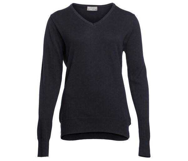 Pen Duick PK451 - Elegant Women's V Neck Sweater with Ribbed Details