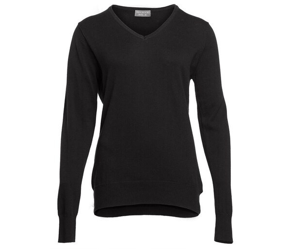 Pen Duick PK451 - Elegant Women's V Neck Sweater with Ribbed Details