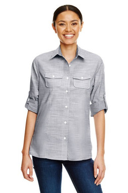 Burnside 5247 - LADIES LONG SLEEVE WOVEN TEXTURE SHIRT