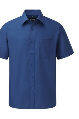 Russell Collection JZ935 - Poly/Katoenen Easy Care Poplin Overhemd Met Korte Mouw
