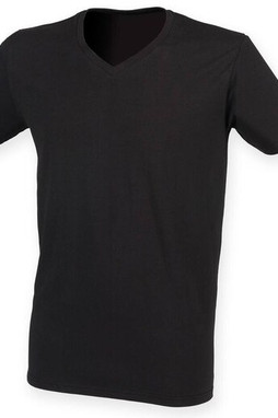 Skinnifit SF122 - Mens stretch cotton v-neck T-shirt
