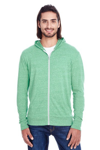 Threadfast 302Z - Unisex Triblend Full-Zip Light Hoodie