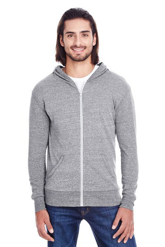 Threadfast 302Z - Unisex Triblend Full-Zip Light Hoodie