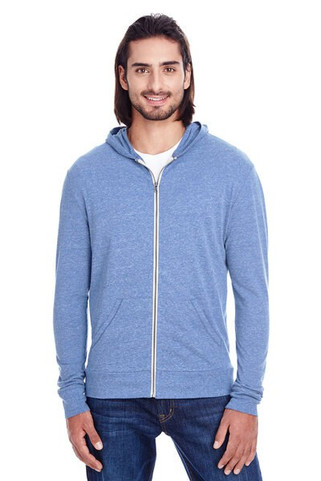 Threadfast 302Z - Unisex Triblend Full-Zip Light Hoodie