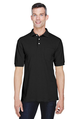 Harriton M265P - Polo Easy Blend avec poche 5.6 Oz.