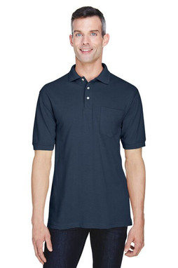 Harriton M265P - Polo Easy Blend avec poche 5.6 Oz.