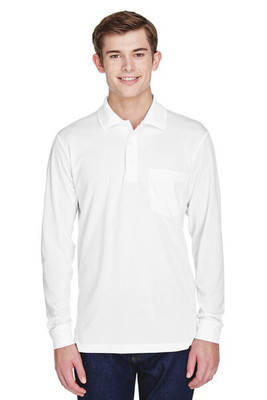 Core365 88192P - Polo de Manga Larga con Bolsillo y Protección UV