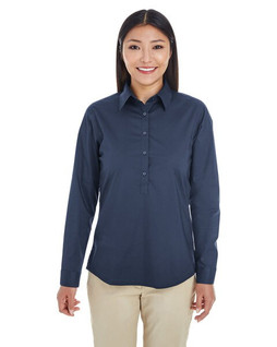 Devon & Jones DP610W - Chemisier Top tunique à demi-patte pour femme Perfect Fit