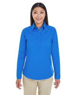 Devon & Jones DP610W - Chemisier Top tunique à demi-patte pour femme Perfect Fit