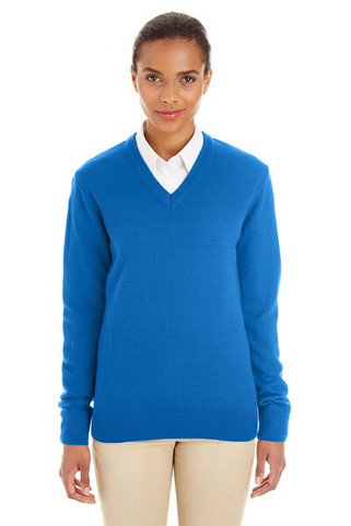 Harriton M420W - Pull col en V Pile Bloc pour femme