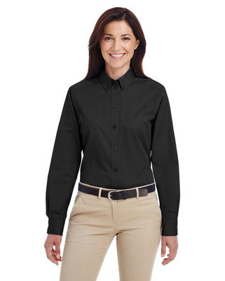 Harriton M581W - Camisa Femenina de Algodón con Teflón y Manga Larga