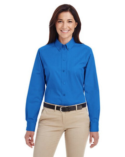 Harriton M581W - Chemise Femme en Coton avec Teflon et Manches Longues