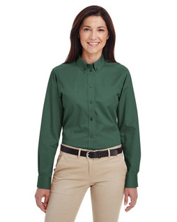Harriton M581W - Womens Teflon-Coated Cotton Twill Long Sleeve Shirt