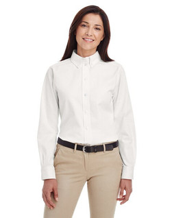Harriton M581W - Womens Teflon-Coated Cotton Twill Long Sleeve Shirt