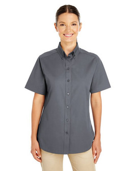 Harriton M582W - Women's Teflon-Coated Cotton Twill Short Sleeve Shirt