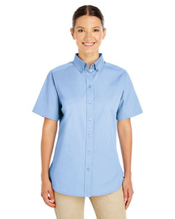 Harriton M582W - Womens Teflon-Coated Cotton Twill Short Sleeve Shirt